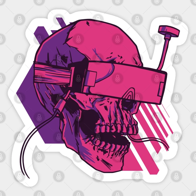 retro vr skull Sticker by DopamIneArt